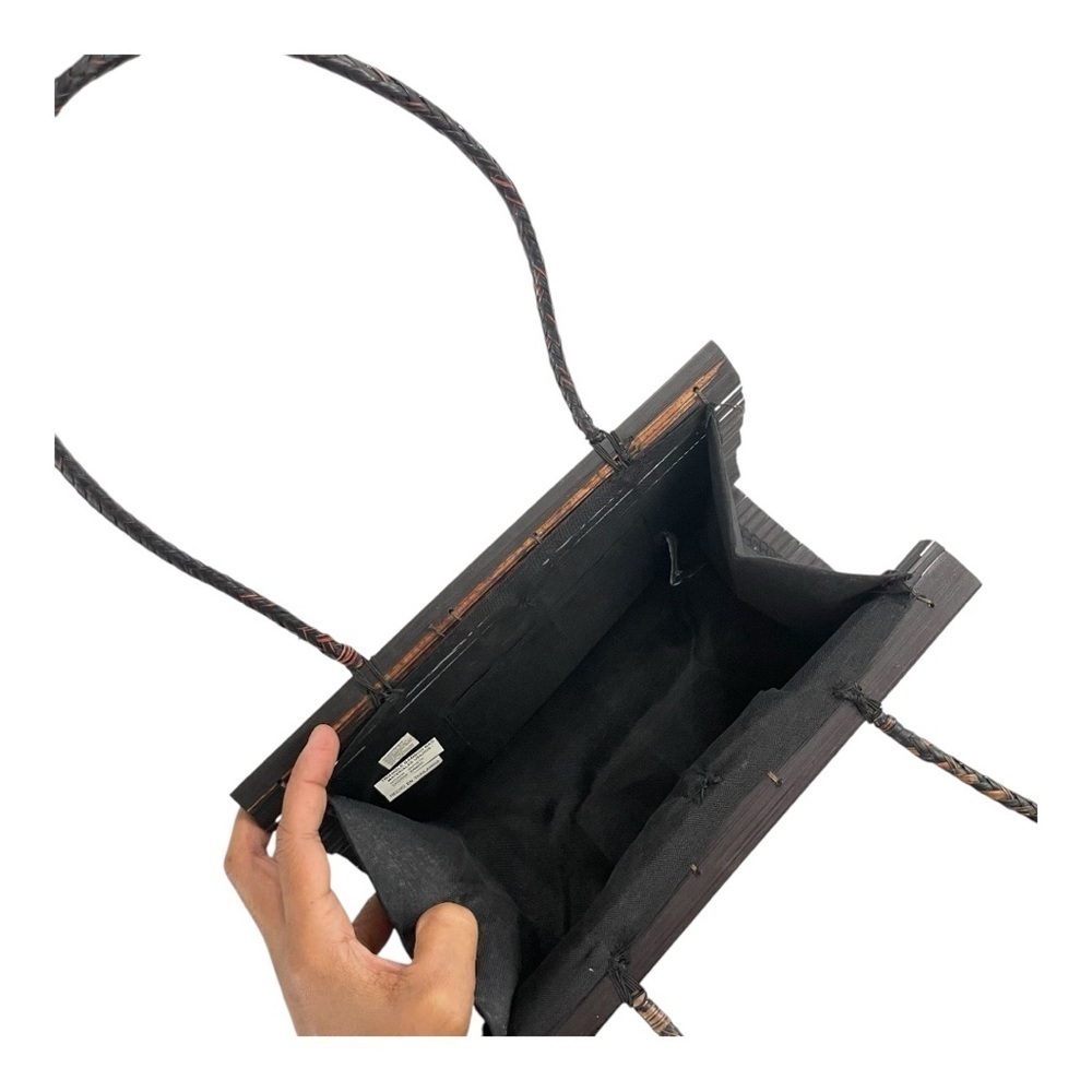 Natural Eco-Friendly Bamboo Handbag with Strap - Large - Dark brown. - Picture 6 of 11